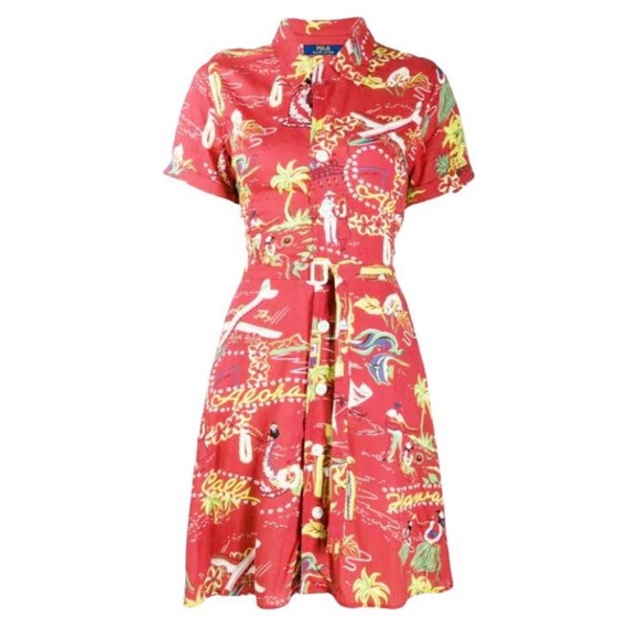 Polo Ralph Lauren Mid-Length Hawaiian Print Dress - Picture 1 of 10